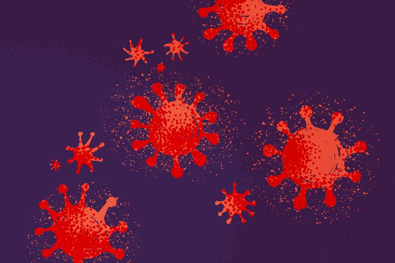 An illustration of the omicron variant. Recent research suggests a healthy gut could help with COVID-19 symptoms.