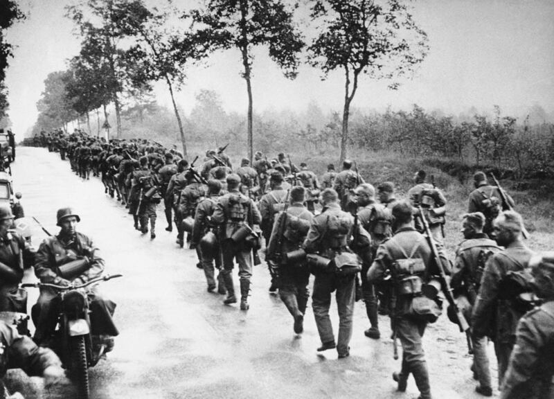 Germany invaded Poland on September 1, 1939, one week after the signing of the Molotov-Ribbentrop Pact, also known as the Nazi-Soviet Nonaggression Pact. This photo shows the German troops taken prisoner during their advance march into Poland shown Sept.
