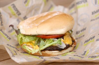 Hamburger (Proper Style) from Proper Burger before a taste test at the Deseret News in the Triad Center in Salt Lake City on Tuesday, Aug. 6, 2019.