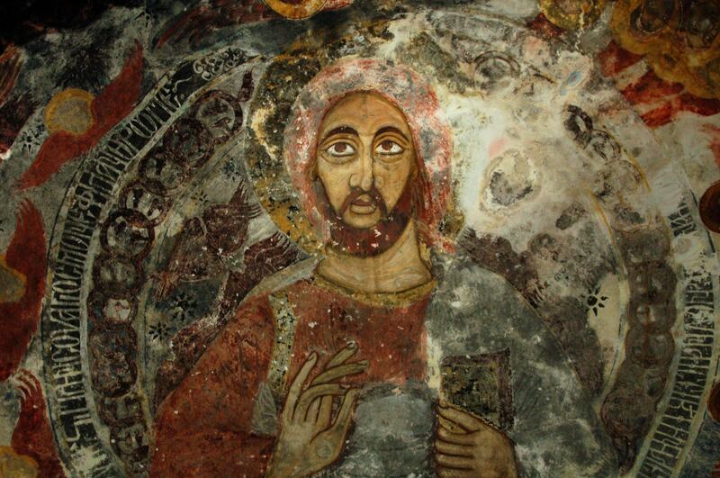 Depiction of Jesus on the ceiling of one of the chambers of the Sumela monastery.