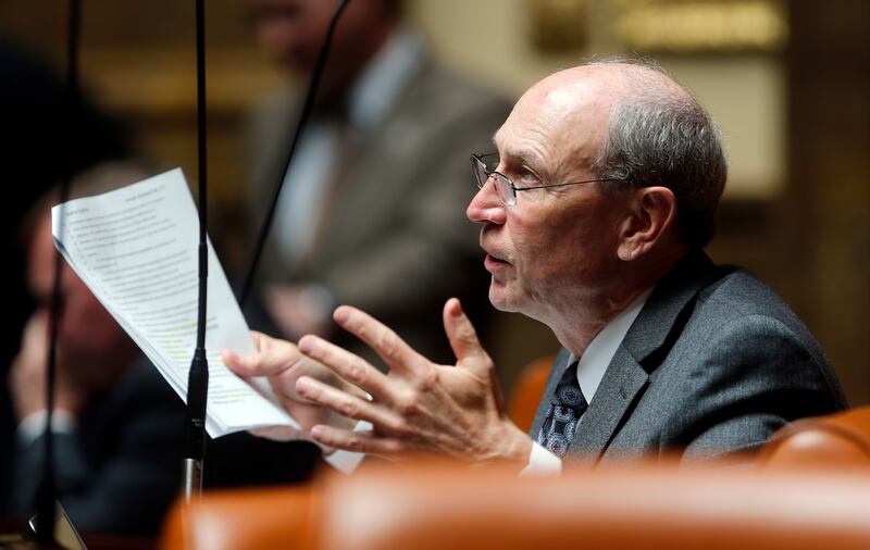 FILE - Republican Rep. Merrill Nelson speaks during a special session at the Utah State Capitol Wednesday, April 18, 2018, in Salt Lake City.