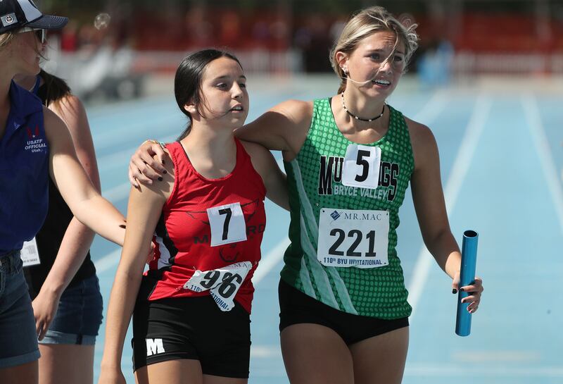 High school track Corner Canyon 4x100 relay team breaks state record