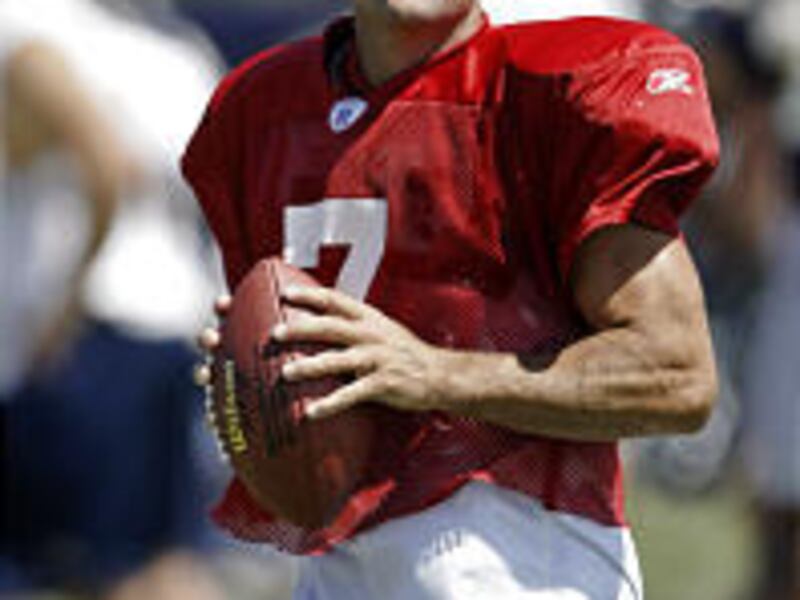 San Diego backup quarterback Doug Flutie works on his drop back during recent drills.