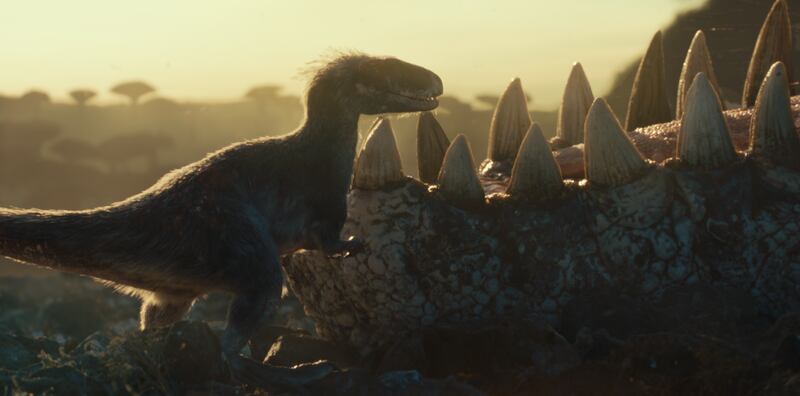 Dinosaurs in “Jurassic World: Dominion.”