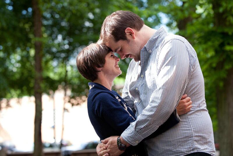 This May 25, 2012, photo, shows actor Isaac Lamb and Amy Frankel in Portland, Ore. Lamb joined about 60 people on a small street near his house last week to propose to Frankel. He"™s pitching it as the world"™s first lip-synched proposal and there don"™t