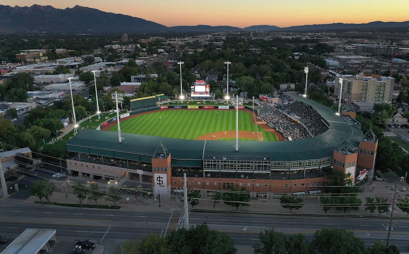 The Salt Lake Bees play a game with the Tacoma Rainiers at Smith’s Ballpark in Salt Lake City.