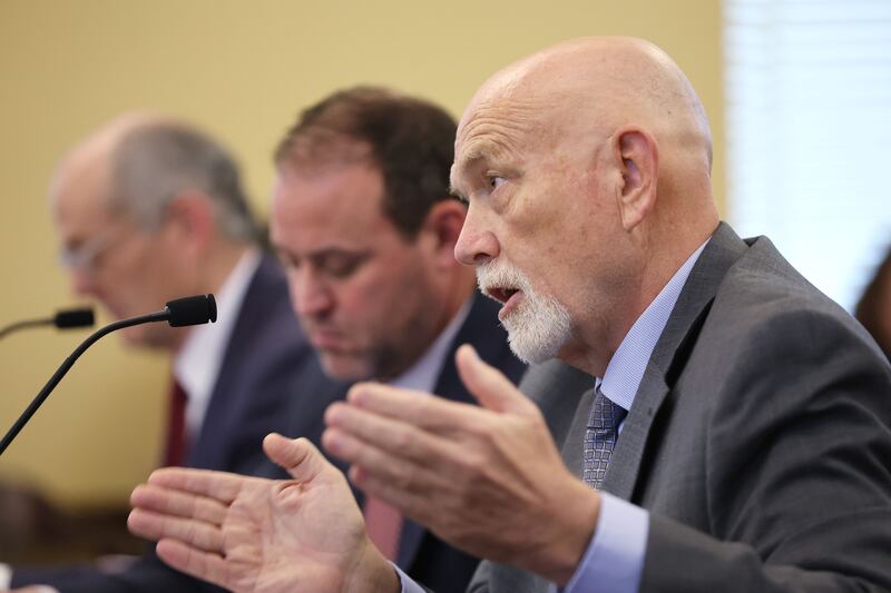 Cory Holdaway speaks about HB443 during a House Transportation Committee hearing at the Capitol in Salt Lake City.