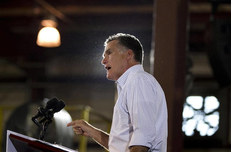 Republican presidential candidate, former Massachusetts Gov. Mitt Romney speaks during a campaign stop at LeClaire Manufacturing on Wednesday, Aug. 22, 2012, in Bettendorf, Iowa