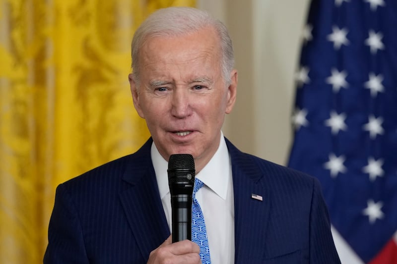 President Joe Biden speaks during a reception in the East Room of the White House in Washington, Wednesday, March 29, 2023, celebrating Greek Independence Day.