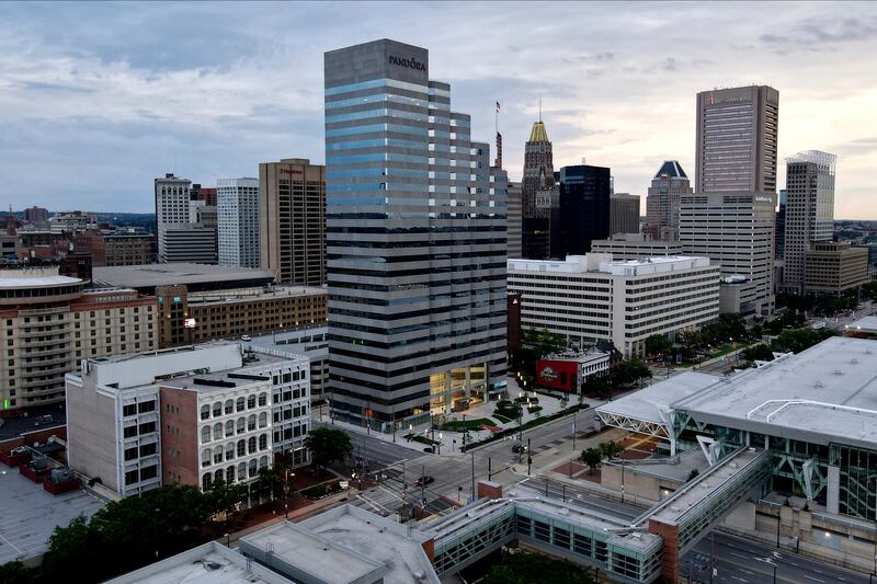 The Baltimore downtown skyline is pictured on Saturday, June 27, 2020.
