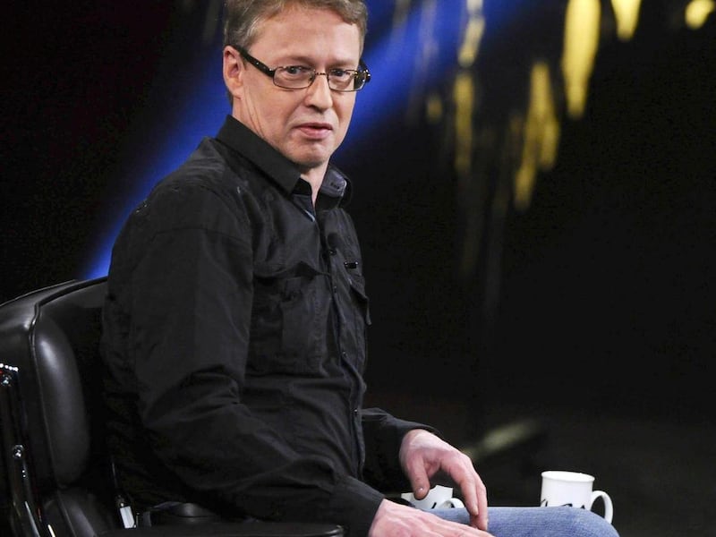 In this photo taken Thursday Jan. 20, 2011, Joakim Larsson, brother of writer Stieg Larsson is seen appearing on a talk show aired on Friday, at SVT television network in Stockholm, Sweden. Stieg Larsson's brother has rejected claims by the late crime no