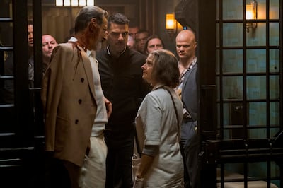 Jeff Goldblum, Zachary Quinto and Jodie Foster in “Hotel Artemis."