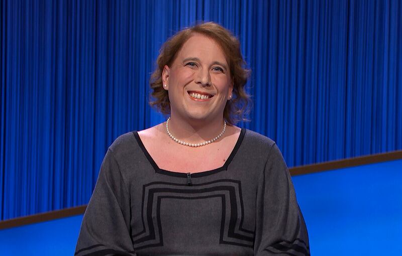 Amy Schneider on the set of “Jeopardy!”