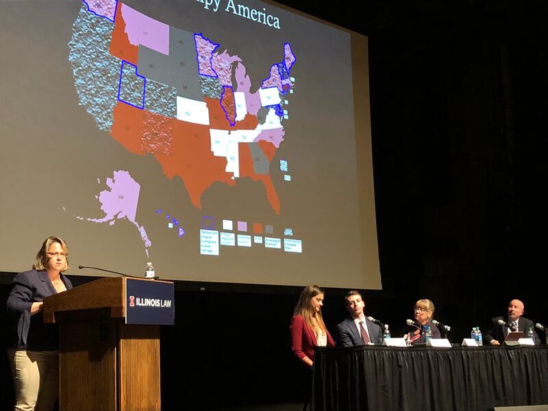 Robin Fretwell Wilson, a University of Illinois at Urbana-Champaign law professor, speaks on clashes between LGBT and religious rights taking place across the country during a Sept. 17 event in which participants discussed finding common ground as a more