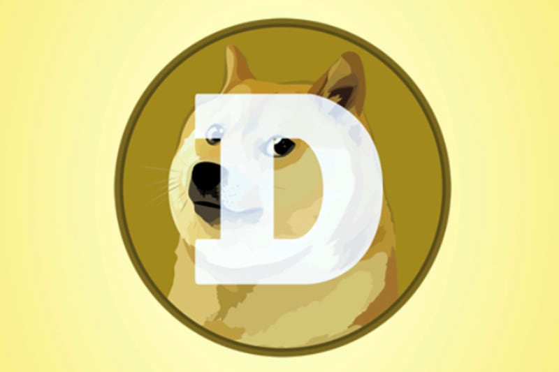 The logo for the cryptocurrency of Dogecoin.