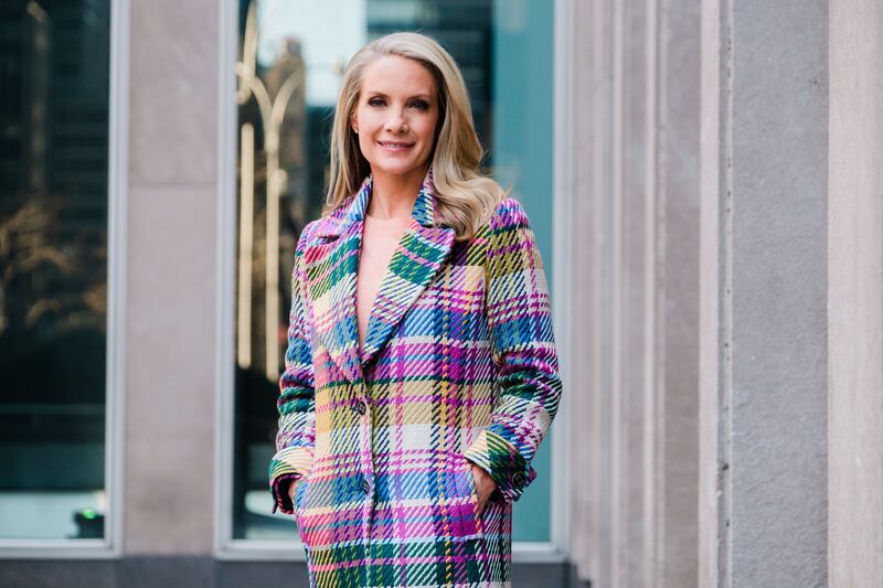 Dana Perino stands outside the News Corp. building in New York on March 21, 2021.
