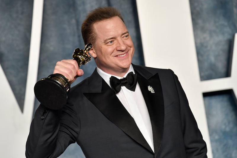 Brendan Fraser arrives at the Vanity Fair Oscar Party.