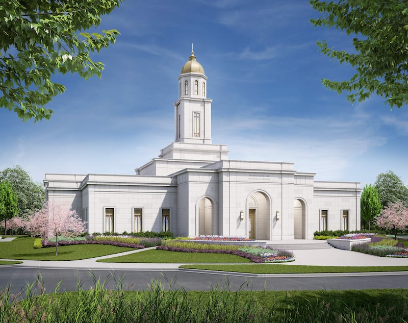 Exterior rendering of the Harrisburg Pennsylvania Temple.