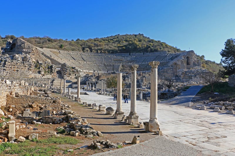 Amphitheater in Ephesus at Selcuk, Turkey, on Dec 5, 2015. Ephesus is an UNESCO World Heritage place of Roman Era.