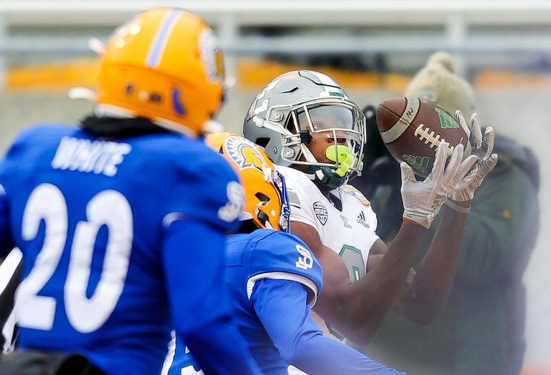 Eastern Michigan wide receiver Darius Lassiter (9) committed to the BYU football program on Tuesday. Will BYU add any more wide receivers out of the transfer portal this offseason.