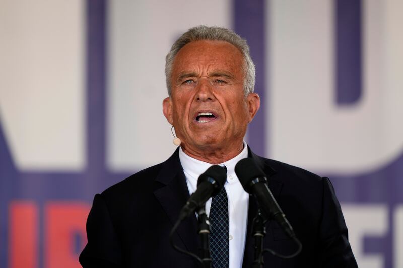 Presidential candidate Robert F. Kennedy Jr. speaks during a campaign event at Independence Mall on Oct. 9, 2023, in Philadelphia.