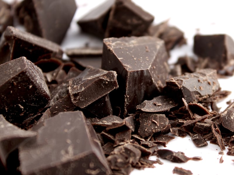 Dark chocolate crumbles.