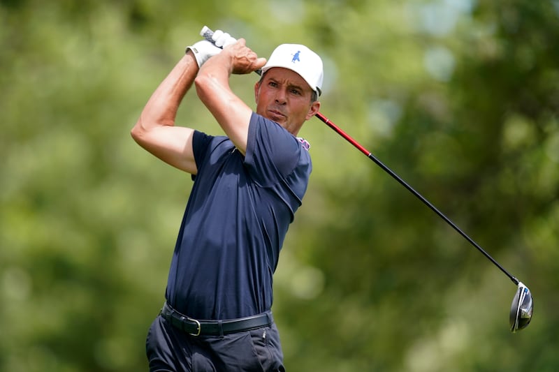 Mike Weir swings a golf club at PGA Tour Champions Principal Charity Classic golf tournament.