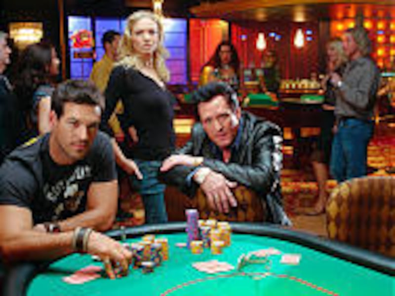 Eddie Cibrian, Kristin Lehman and Michael Madsen in "Tilt," which begins tonight at 7, 8 and 10 p.m. on ESPN.