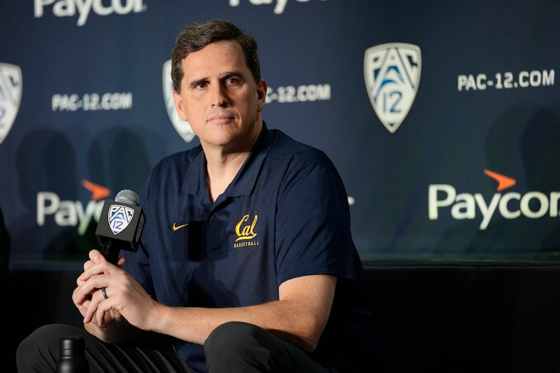 California head coach Mark Madsen attends a news conference at the Pac-12 Conference media day.