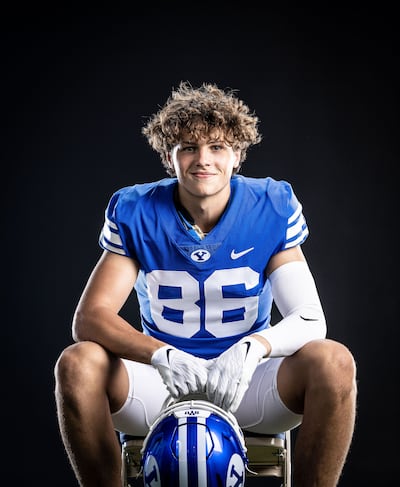 BYU recruit Brock Harris poses for a picture during recruiting visit to BYU.