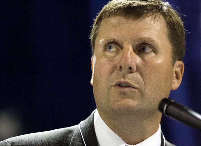 Stan Lockhart speaks to the delegates as he was running for State Republican Party chairman during the State GOP Convention at the South Town Expo Center in Sandy. Lockhart was one of nine GOP donors to sign a letter urging congress to pass immigration re