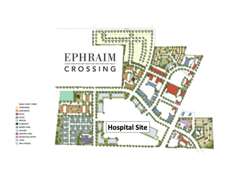 The developer of Ephraim Crossing announced Monday that Intermountain Healthcare has acquired 35 acres there. He said it plans to build a hospital in Ephraim, Sanpete County, but Intermountain said they don’t have immediate plans for the property yet.