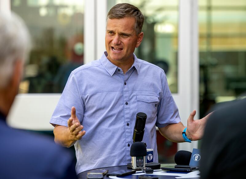 Built Brands co-founder Nick Greer speaks as he and BYU head coach Kalani Sitake discuss new NIL deal.