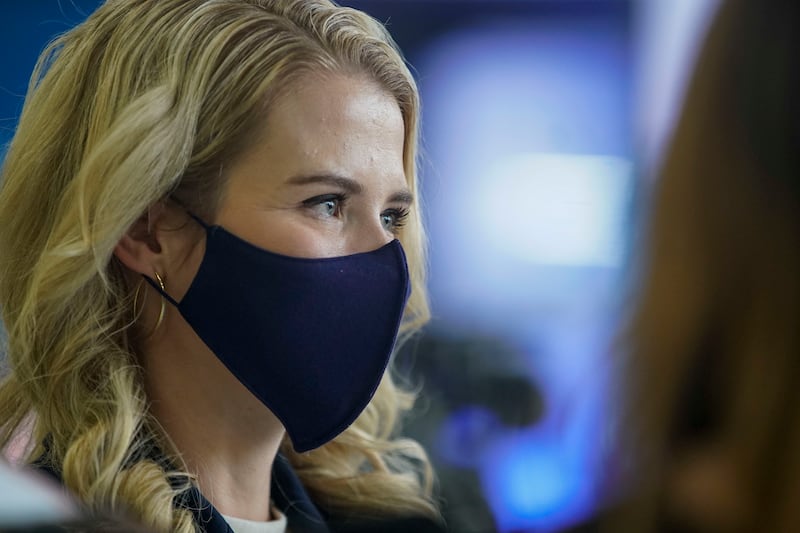 Elizabeth Smart, founder and president of Elizabeth Smart Foundation, is seen before an announcement of a merger between the Elizabeth Smart Foundation and the Malouf Foundation during a press conference at Trolley Square in Salt Lake City on Wednesday. The organizations' combined resources will be used to confront sexual violence and exploitation.