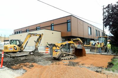 Construction continues on the Geraldine E. King Women’s Resource Center, 131 E.700 South, in Salt Lake City on Friday, June 14, 2019. The wet spring has pushed back the center's opening.