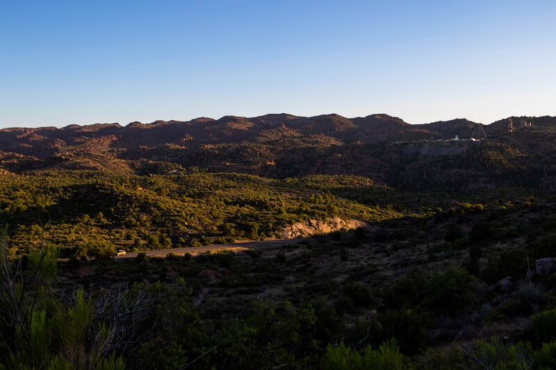 The sun sets over Oak Flat Campground, a sacred site for Native Americans located 70 miles east of Phoenix, on June 3, 2023.
