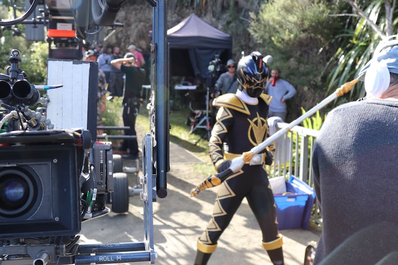 Jason David Frank poses as the Black Ranger for the upcoming anniversary episode.