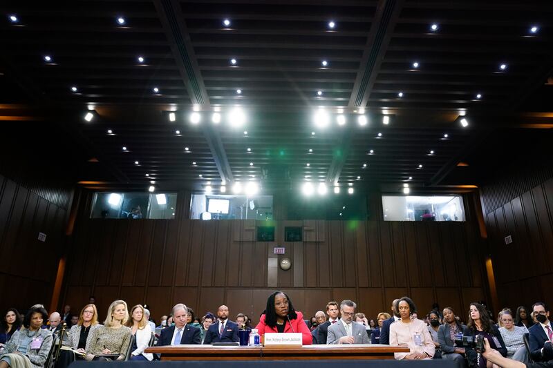 Supreme Court nominee Ketanji Brown Jackson testifies during her Senate Judiciary Committee confirmation hearing.