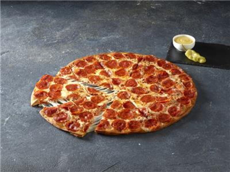A look at the Papa Johns’ new Shaq-a-Roni pizza.