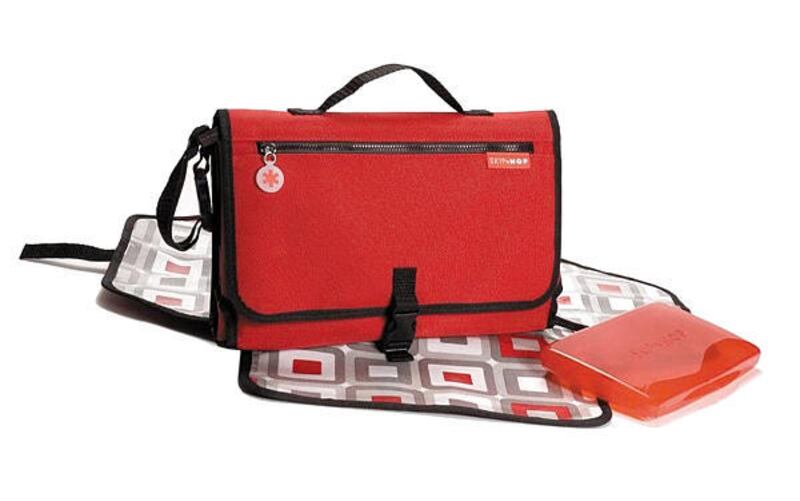 The Pronto is a travel changing pad that slips into a diaper bag or clips onto a strap or stroller. When closed, it is smaller than a sheet of paper. $30, available in six fabric options, from SkipHop.com.