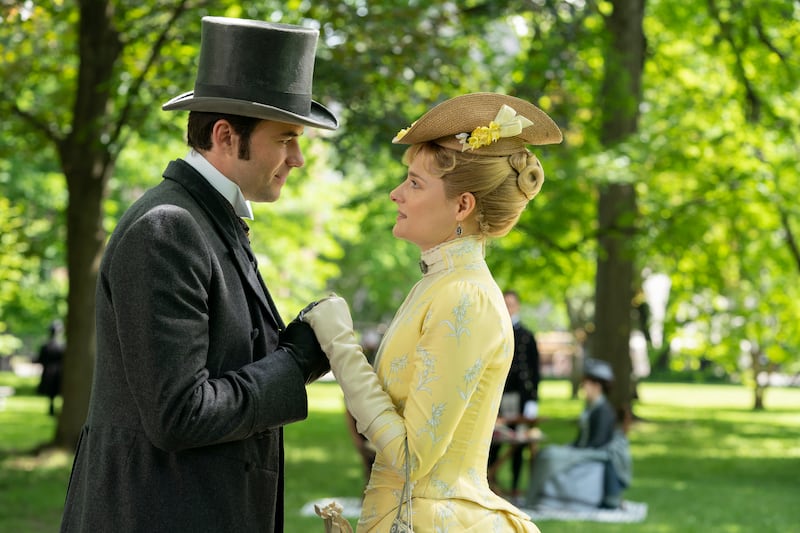 Thomas Cocquerel and Louisa Jacobson in “The Gilded Age” Season 1.