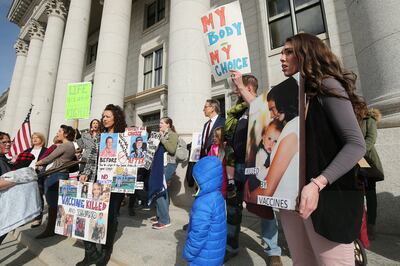 Members of Your Health Freedom rally at the Capitol in Salt Lake City on Tuesday, March 5, 2019.