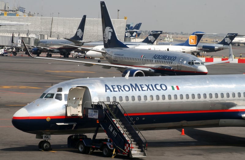 Aircrafts of the Mexican airline Aeromexico are seen at the Mexico City international airport, Wednesday, Oct. 17, 2007.