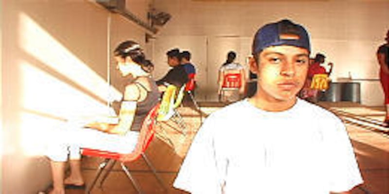 Guillermo Echavarria rehearses for the play in the film "OT: Our Town," a documentary on Compton teens.