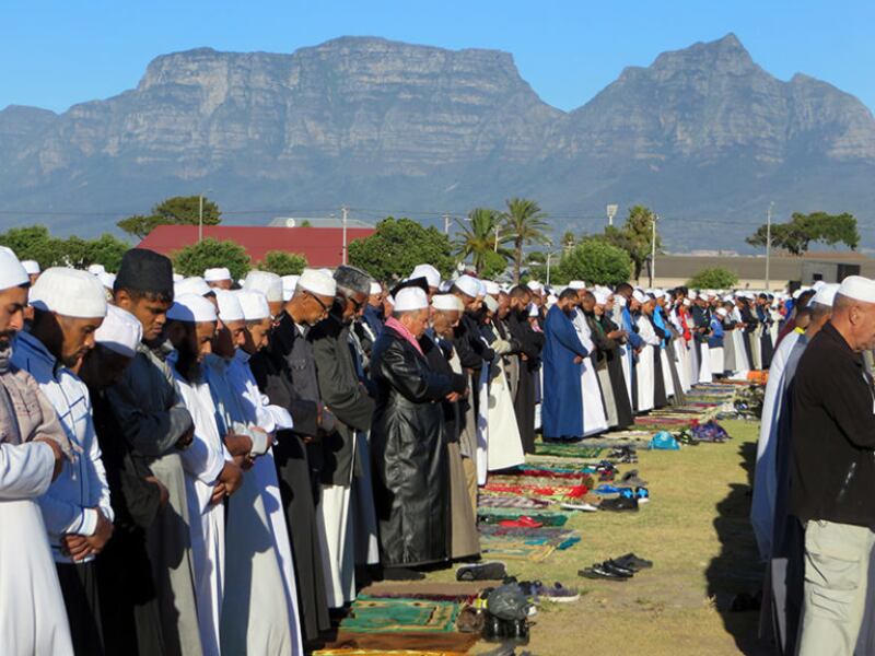 More than 1,000 Muslims from multiple mosques gather in an early morning prayer for rain at the Rylands sports complex in Athlone, Cape Town, South Africa, on Feb. 4, 2018.