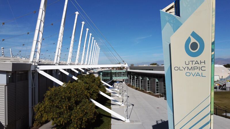 The Utah Olympic Oval speedskating complex in Kearns, Utah.