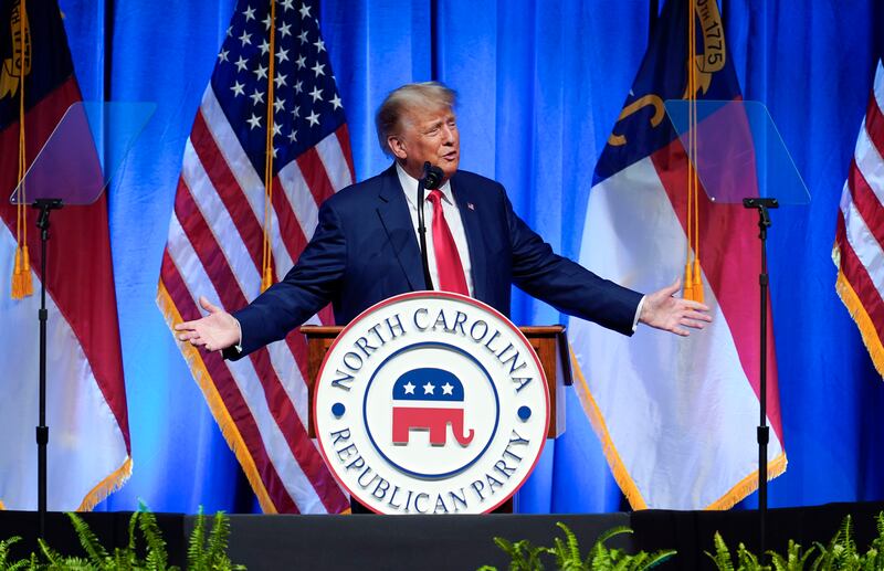 Former President Donald Trump speaks during the North Carolina Republican Party Convention in Greensboro, N.C., June 10, 2023.