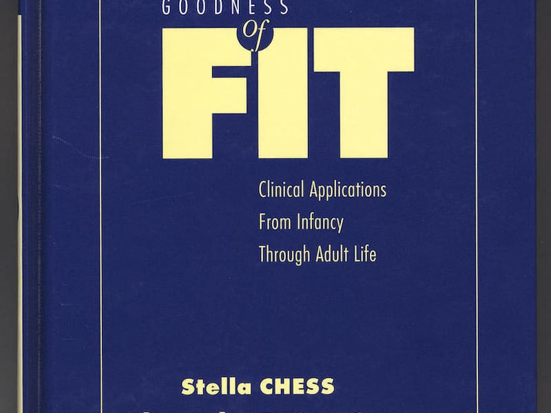 This Wednesday, May 2, 2012 image shows the cover of the 1999 book “Goodness of Fit” by child psychiatrists Drs. Alexander Thomas and Stella Chess. Their research showed that a good “fit” between children and parents results when adult expectations, value