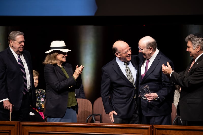Robert Abrams accepts the Thomas L. Kane Award from from The Church of Jesus Christ of Latter-day Saints on June 9, 2022.