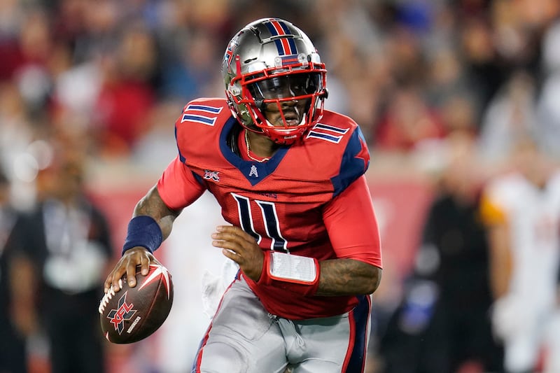 Houston Roughnecks quarterback P.J. Walker looks to pass during an XFL game on Feb. 8, 2020.